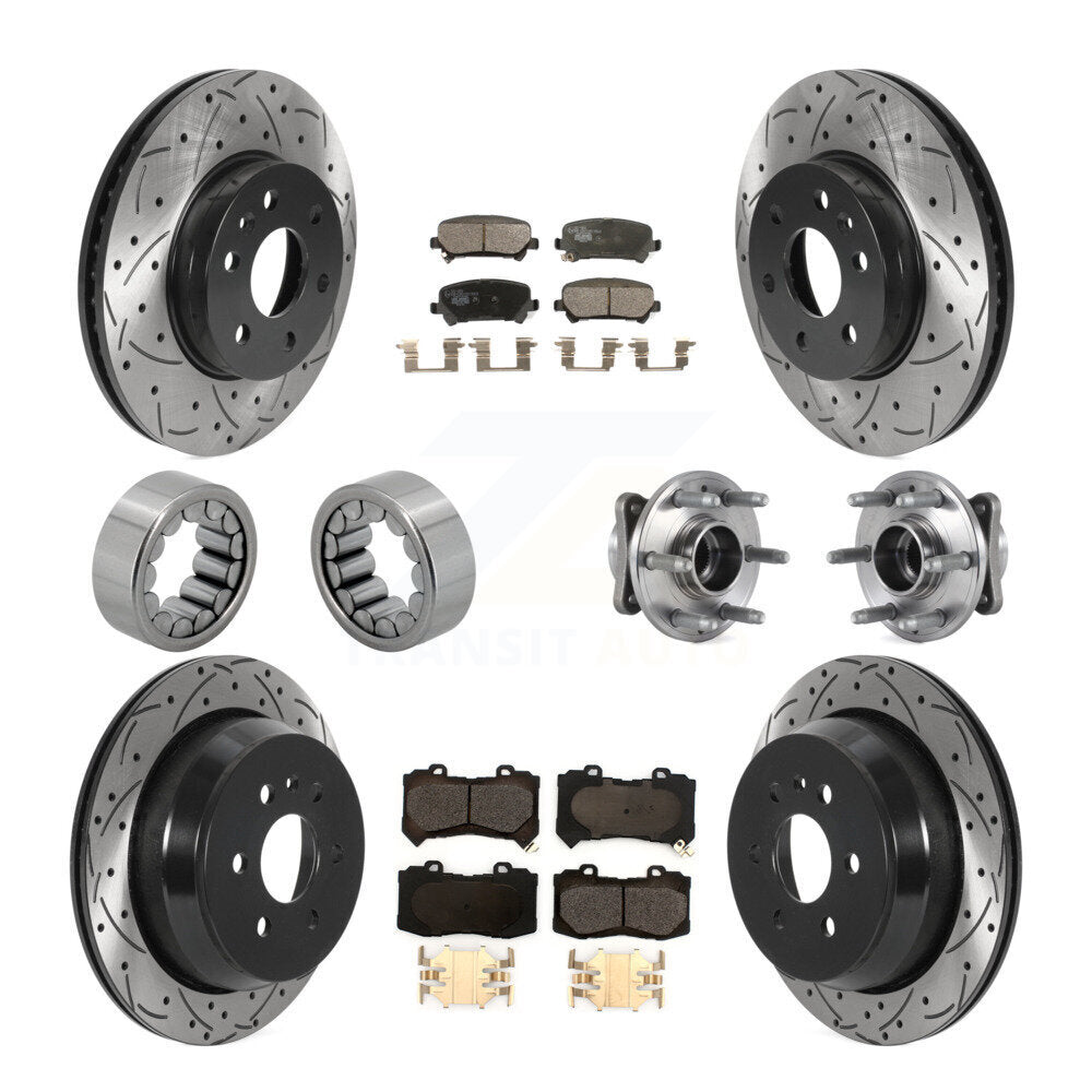 Front Rear Hub Bearing Coated Brake Rotor Pads Shoe Kit (10Pc) For Chevrolet Colorado GMC KBB-116056