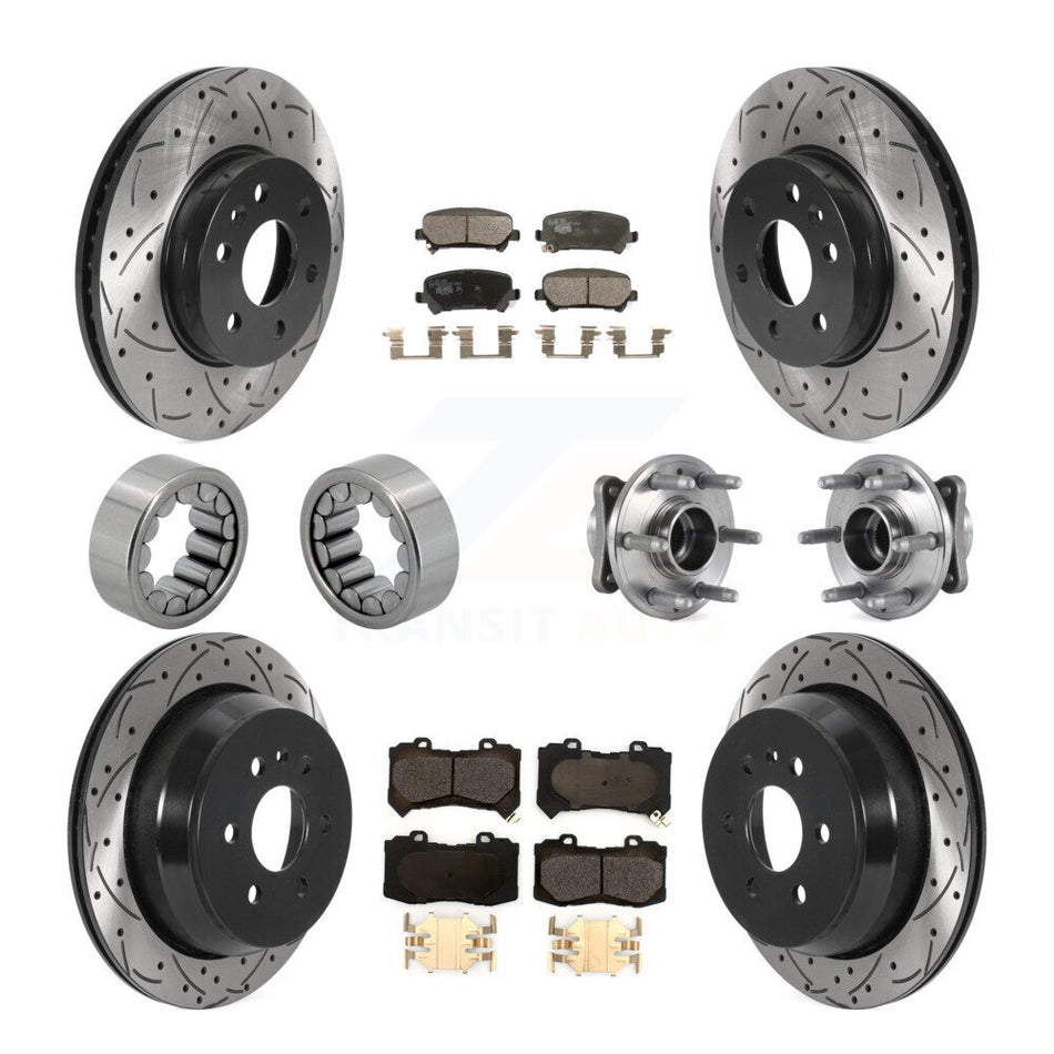 Front Rear Hub Bearing Coated Brake Rotor Pads Shoe Kit (10Pc) For Chevrolet Colorado GMC KBB-116056