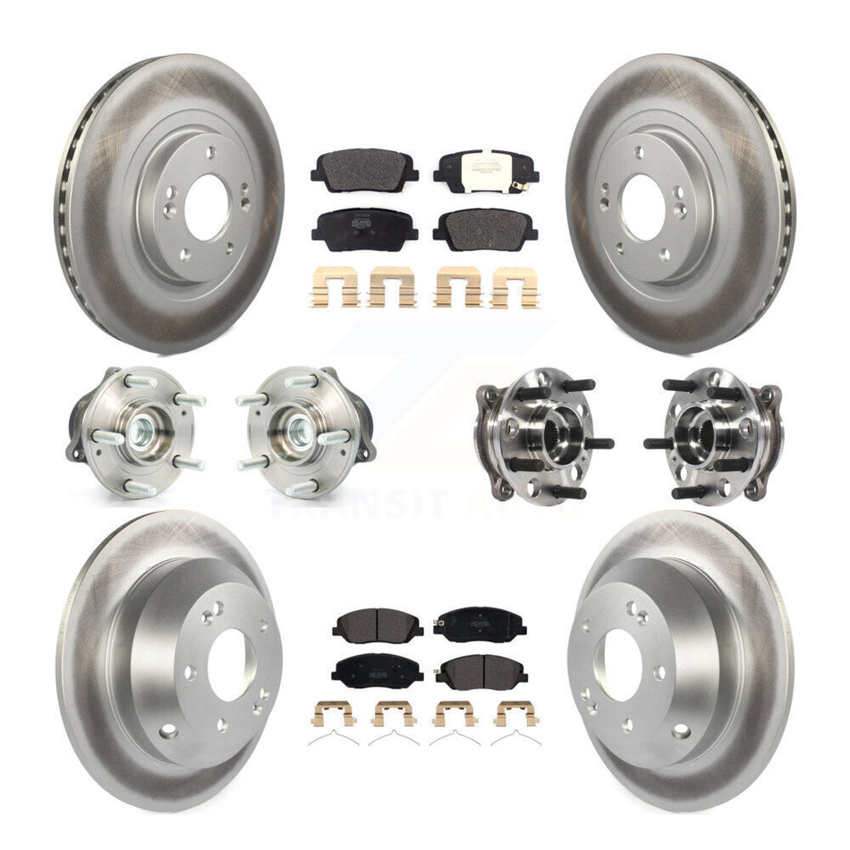 Front Rear Hub Bearings Assembly Coated Disc Brake Rotors And Semi-Metallic Pads Kit (10Pc) For Hyundai Santa Fe XL FWD KBB-116061