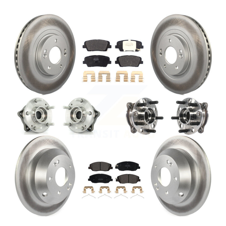 Front Rear Hub Bearings Assembly Coated Disc Brake Rotors And Semi-Metallic Pads Kit (10Pc) For Hyundai Santa Fe XL AWD KBB-116070