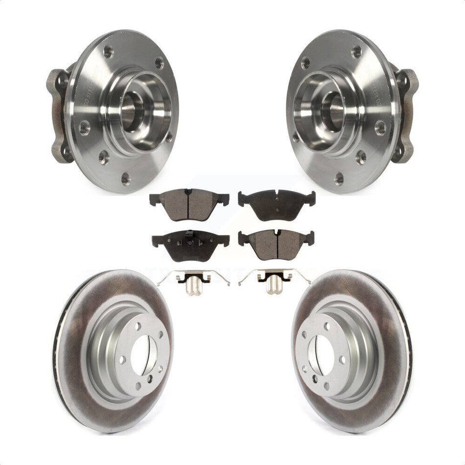 Front Hub Bearing Assembly With Coated Disc Brake Rotors And Semi-Metallic Pads Kit For 2012 BMW X1 xDrive28i with AWD KBB-116075