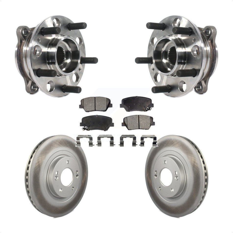 Front Hub Bearing Assembly With Coated Disc Brake Rotors And Semi-Metallic Pads Kit For 2015-2016 Hyundai Santa Fe Sport 2.4L 2.0L KBB-116079