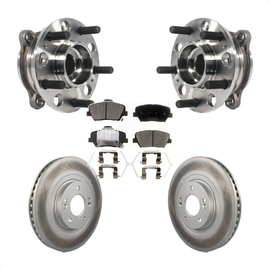 Front Hub Bearing Assembly With Coated Disc Brake Rotors And Semi-Metallic Pads Kit For Kia Sorento Hyundai Santa Fe Sport KBB-116080