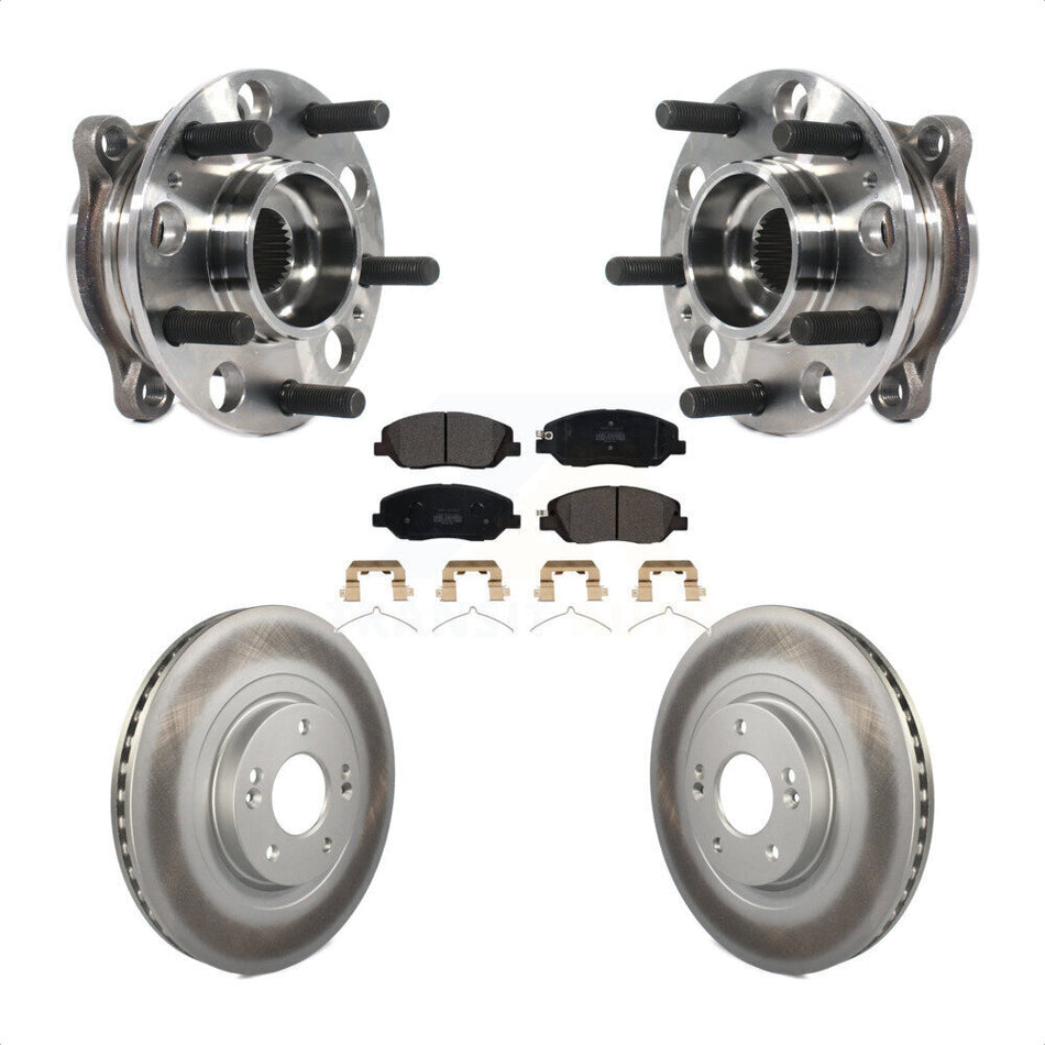 Front Hub Bearing Assembly With Coated Disc Brake Rotors And Semi-Metallic Pads Kit For Hyundai Santa Fe XL KBB-116081
