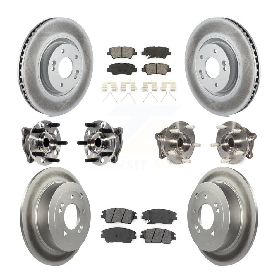 Front Rear Hub Bearings Assembly Coated Disc Brake Rotors And Semi-Metallic Pads Kit (10Pc) For 2017-2021 Kia Sportage AWD with Turbocharged With Manual Parking KBB-116102