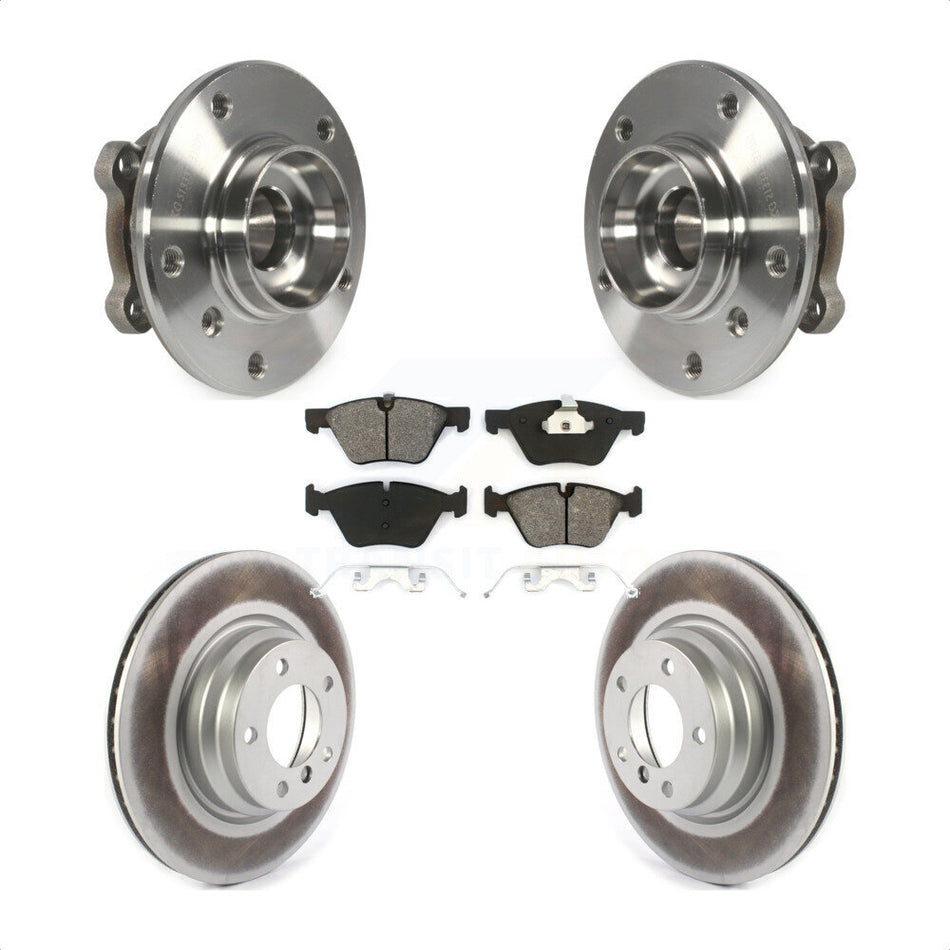 Front Hub Bearing Assembly With Coated Disc Brake Rotors And Semi-Metallic Pads Kit For 2012 BMW X1 xDrive28i with AWD KBB-116105