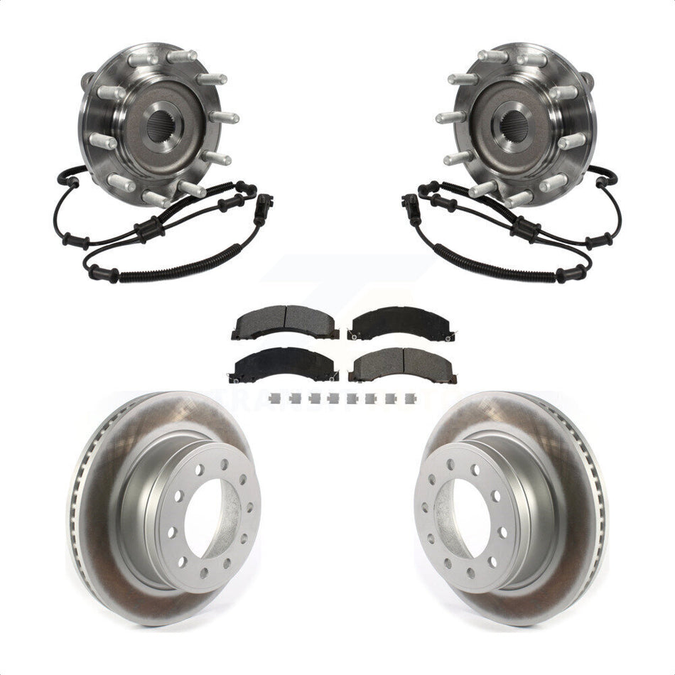 Front Hub Bearing Assembly With Coated Disc Brake Rotors And Semi-Metallic Pads Kit For Ram 5500 Dodge 4500 KBB-116106