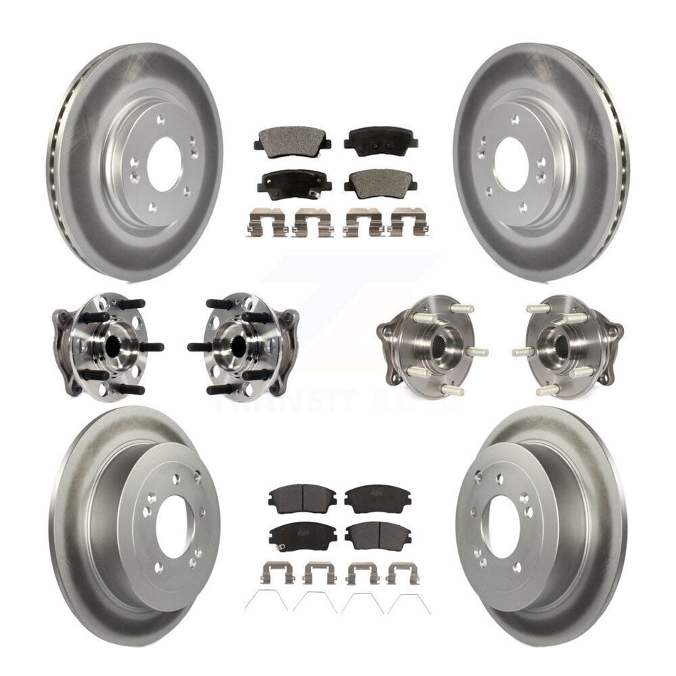 Front Rear Hub Bearings Assembly Coated Disc Brake Rotors And Ceramic Pads Kit (10Pc) For Hyundai Tucson Kia Sportage KBB-116133