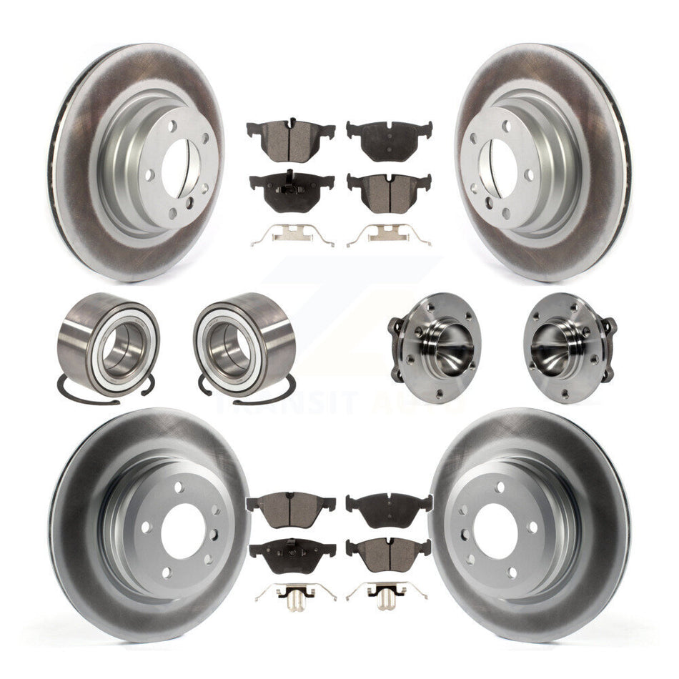 Front Rear Wheel Hub Bearings Assembly Coated Disc Brake Rotors And Ceramic Pads Shoes Kit (10Pc) For 2006 BMW 330i KBB-116149