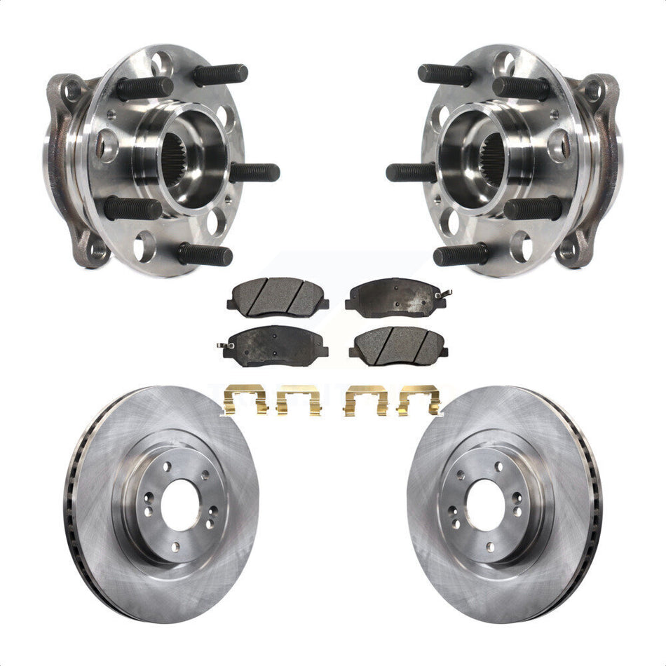 Front Hub Bearing Assembly With Disc Brake Rotors And Semi-Metallic Pads Kit For 2015-2016 Hyundai Santa Fe XL 3.3L KBB-116151