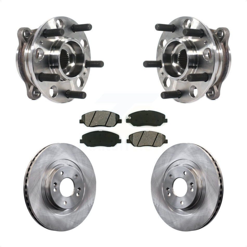 Front Hub Bearing Assembly With Disc Brake Rotors And Semi-Metallic Pads Kit For 2015-2016 Hyundai Santa Fe XL 3.3L KBB-116159
