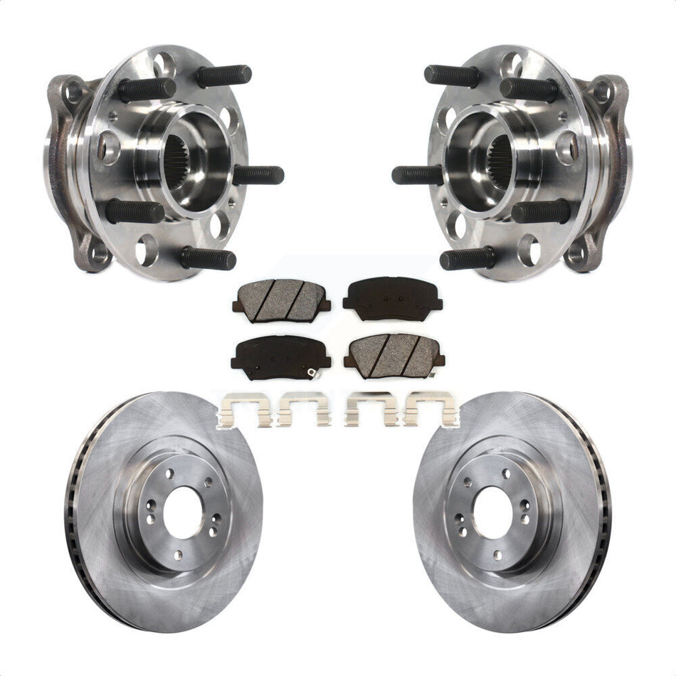 Front Hub Bearing Assembly With Disc Brake Rotors And Semi-Metallic Pads Kit For 2015-2016 Hyundai Santa Fe Sport 2.4L 2.0L KBB-116160