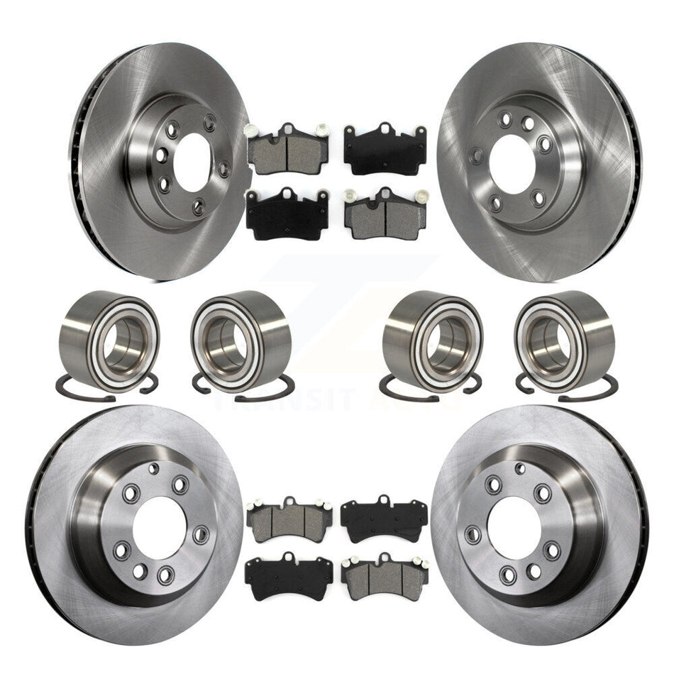 Front Rear Wheel Bearings Disc Brake Rotors And Semi-Metallic Pads Kit (10Pc) For Audi Q7 Volkswagen Touareg KBB-116178