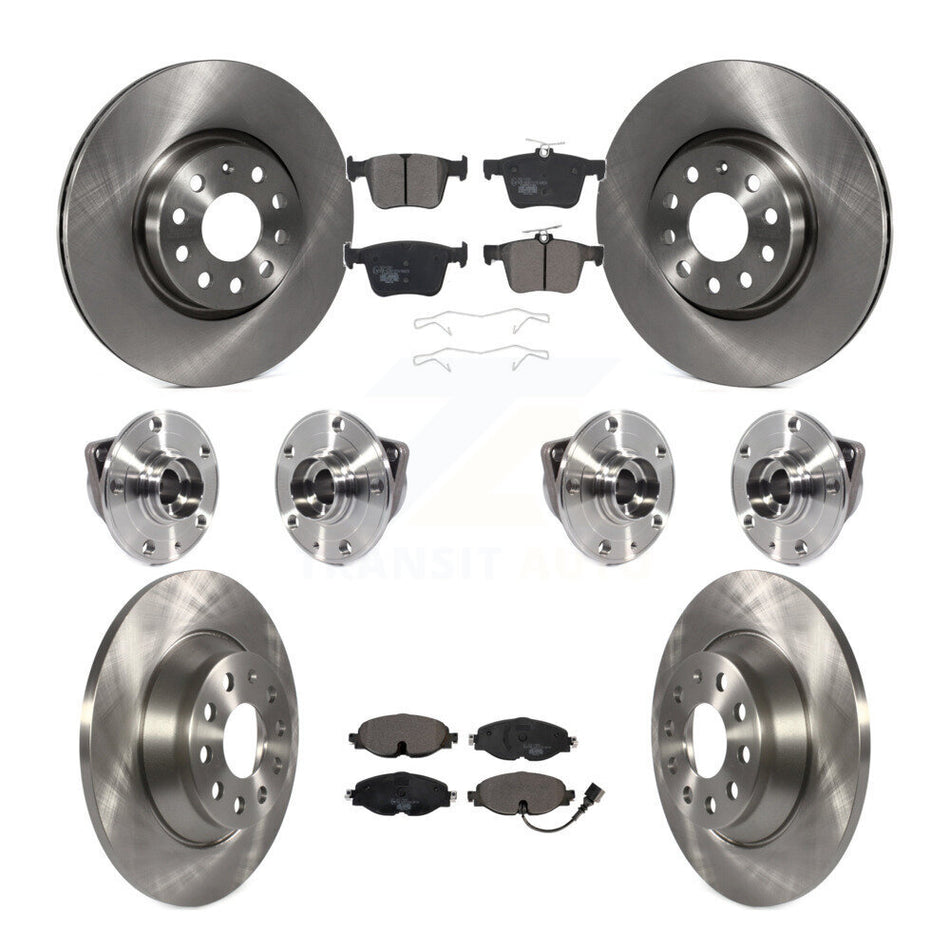 Front Rear Hub Bearings Assembly Disc Brake Rotors And Ceramic Pads Kit (10Pc) For Audi TT Quattro KBB-116208