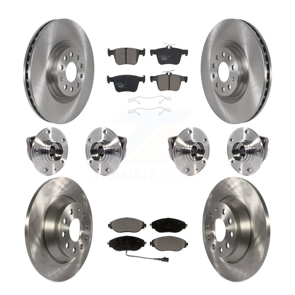 Front Rear Hub Bearing Brake Rotor And Pad Kit (10Pc) For 2018-2022 Volkswagen Tiguan AWD KBB-116209