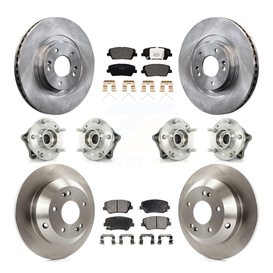 Front Rear Hub Bearing Disc Brake Rotor And Pads Kit (10Pc) For 2014-2015 Kia Sorento AWD KBB-116220
