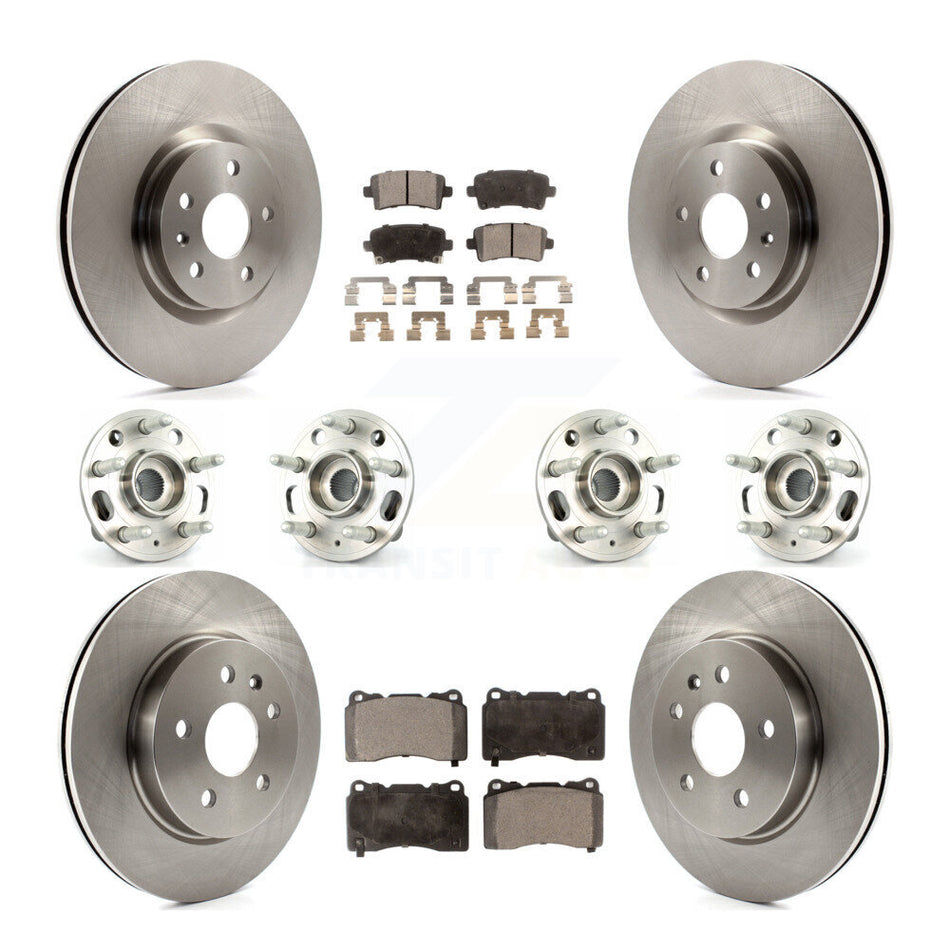 Front Rear Hub Bearings Assembly Disc Brake Rotors And Ceramic Pads Kit (10Pc) For 2013-2016 Cadillac XTS Without Heavy Duty Brakes With 5 Lug Wheels KBB-116232