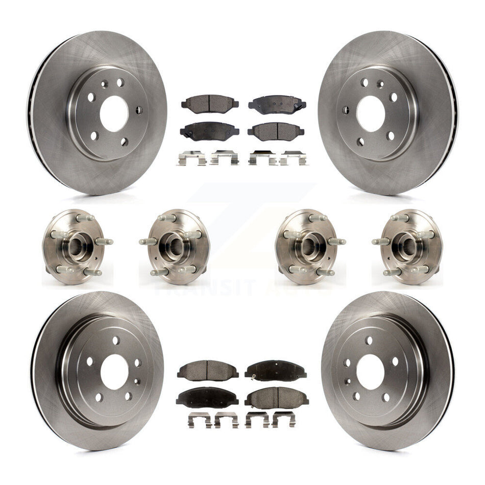 Front Rear Hub Bearings Assembly Disc Brake Rotors And Ceramic Pads Kit (10Pc) For Cadillac CTS KBB-116251