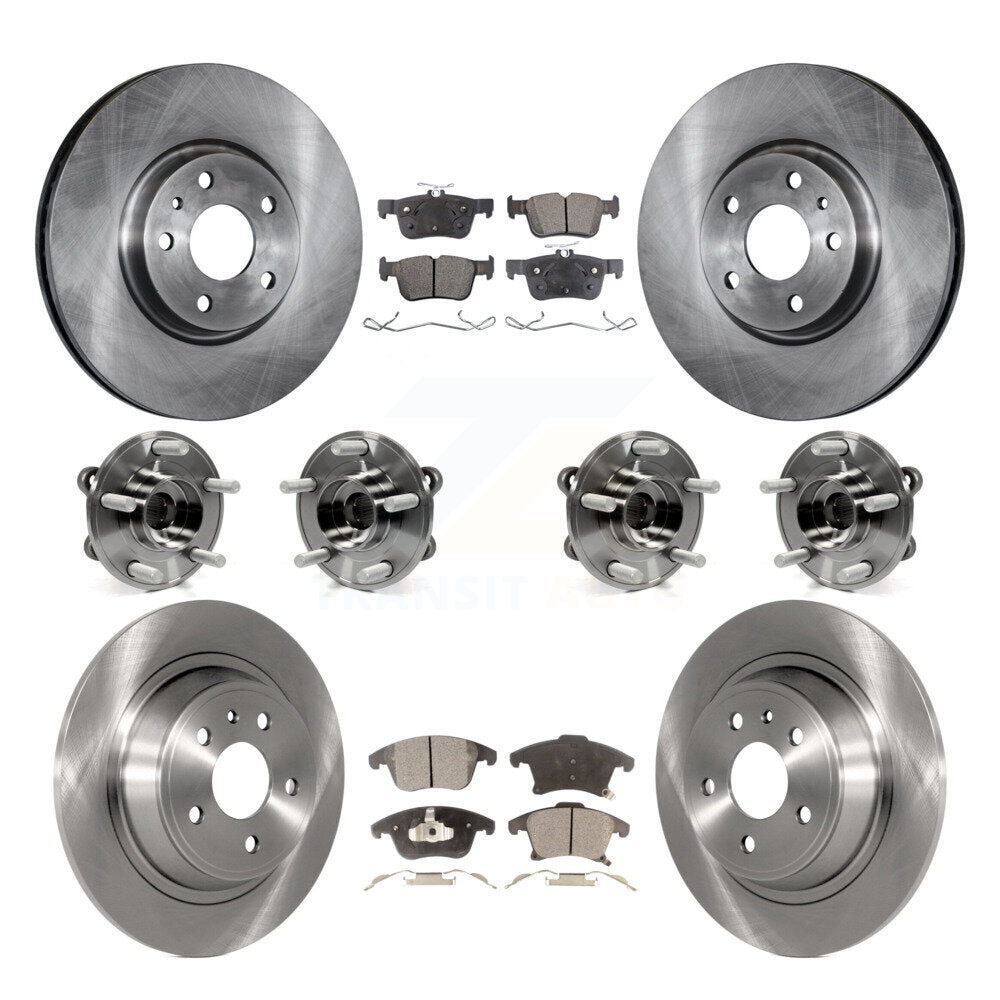 Front Rear Hub Bearings Disc Brake Rotors And Ceramic Pads Kit (10Pc) For Ford Fusion KBB-116254