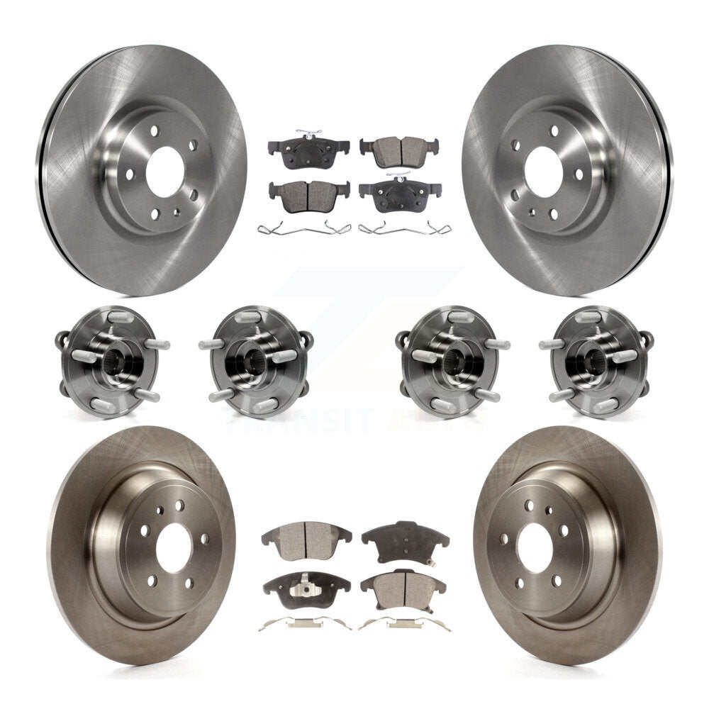 Front Rear Hub Bearing Brake Rotor And Pad Kit (10Pc) For Lincoln MKZ AWD with GAS engine KBB-116256