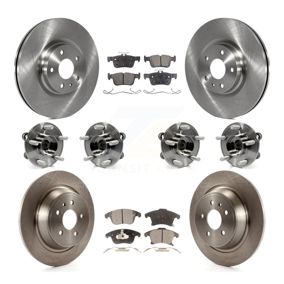Front Rear Hub Bearing Brake Rotor And Pad Kit (10Pc) For Lincoln MKZ AWD with GAS engine KBB-116256