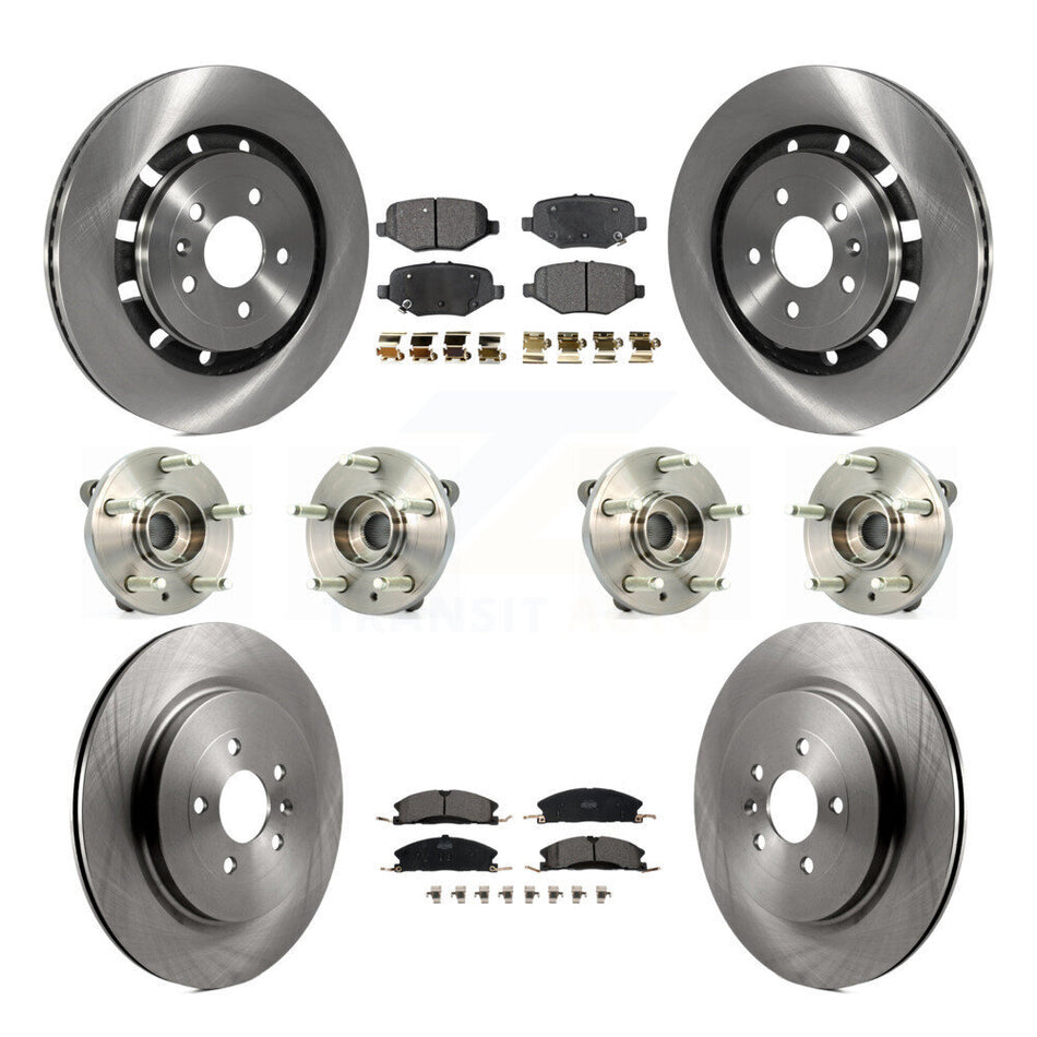 Front Rear Hub Bearings Assembly Disc Brake Rotors And Ceramic Pads Kit (10Pc) For Ford Flex Taurus Lincoln MKS KBB-116258