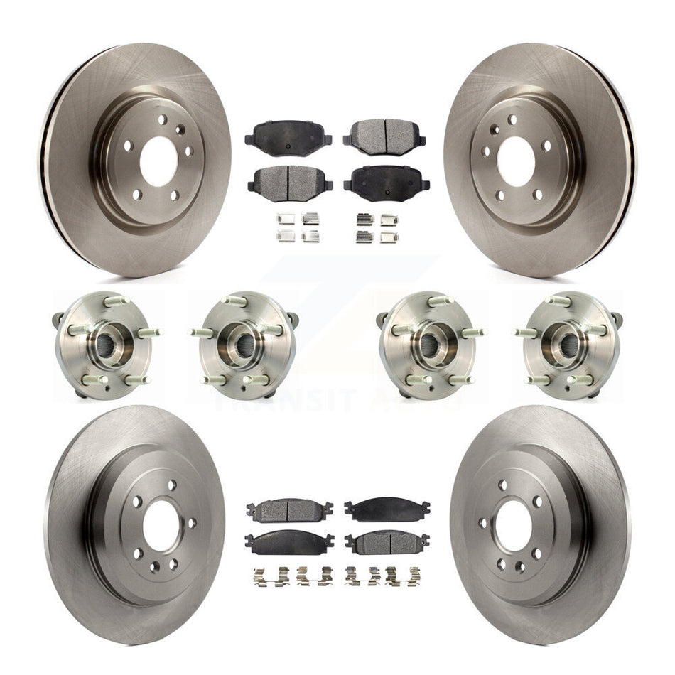 Front Rear Hub Bearings Assembly Disc Brake Rotors And Ceramic Pads Kit (10Pc) For 2009-2010 Lincoln MKS KBB-116260