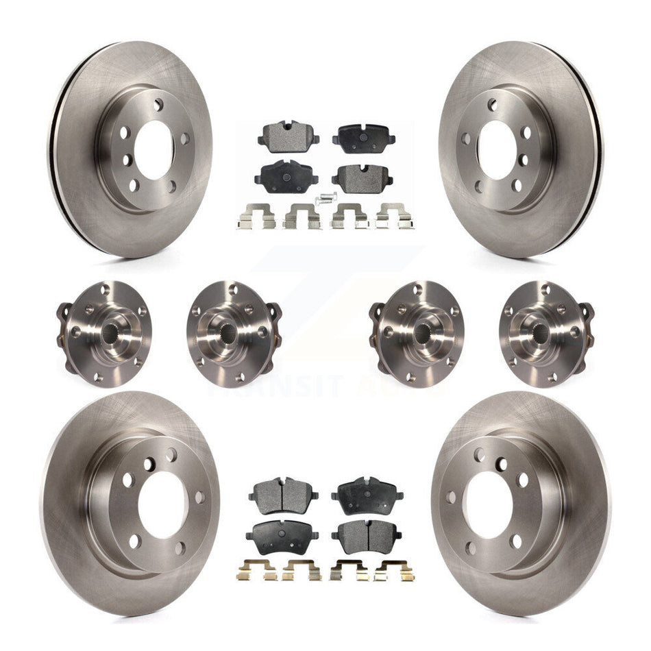 Front Rear Hub Bearings Assembly Disc Brake Rotors And Ceramic Pads Kit (10Pc) For 2011 Mini Cooper Countryman AWD With 294mm Diameter Rotor KBB-116278