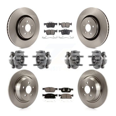 Front Rear Hub Bearings Disc Brake Rotors And Pads Kit (10Pc) For Lincoln Continental AWD KBB-116289