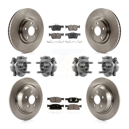 Front Rear Hub Bearings Disc Brake Rotors And Pads Kit (10Pc) For Lincoln Continental AWD KBB-116291