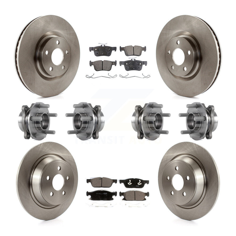 Front Rear Hub Bearings Disc Brake Rotors And Pads Kit (10Pc) For Lincoln Continental AWD KBB-116291