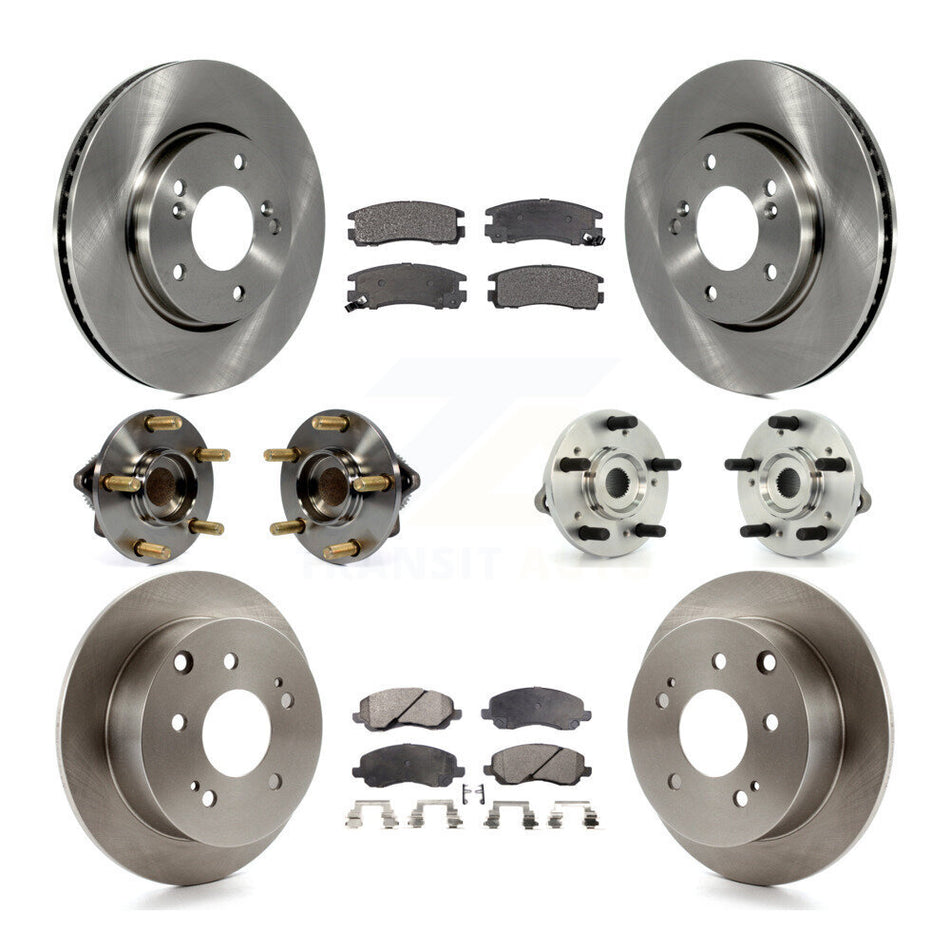 Front Rear Hub Bearings Assembly Disc Brake Rotors And Ceramic Pads Kit (10Pc) For 2010-2012 Mitsubishi Galant KBB-116295