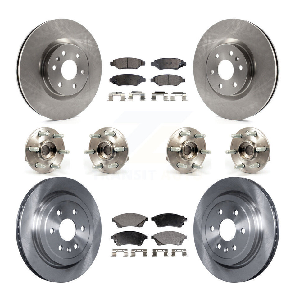 Front Rear Hub Bearings Assembly Disc Brake Rotors And Ceramic Pads Kit (10Pc) For Cadillac SRX Saab 9-4X KBB-116298