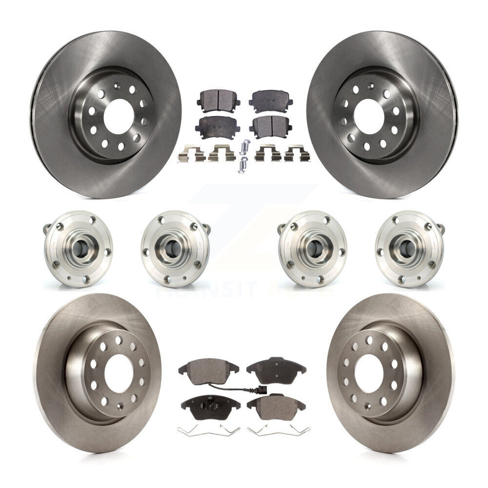 Front Rear Hub Bearings Assembly Disc Brake Rotors And Ceramic Pads Kit (10Pc) For Volkswagen Passat Audi A3 Quattro KBB-116299