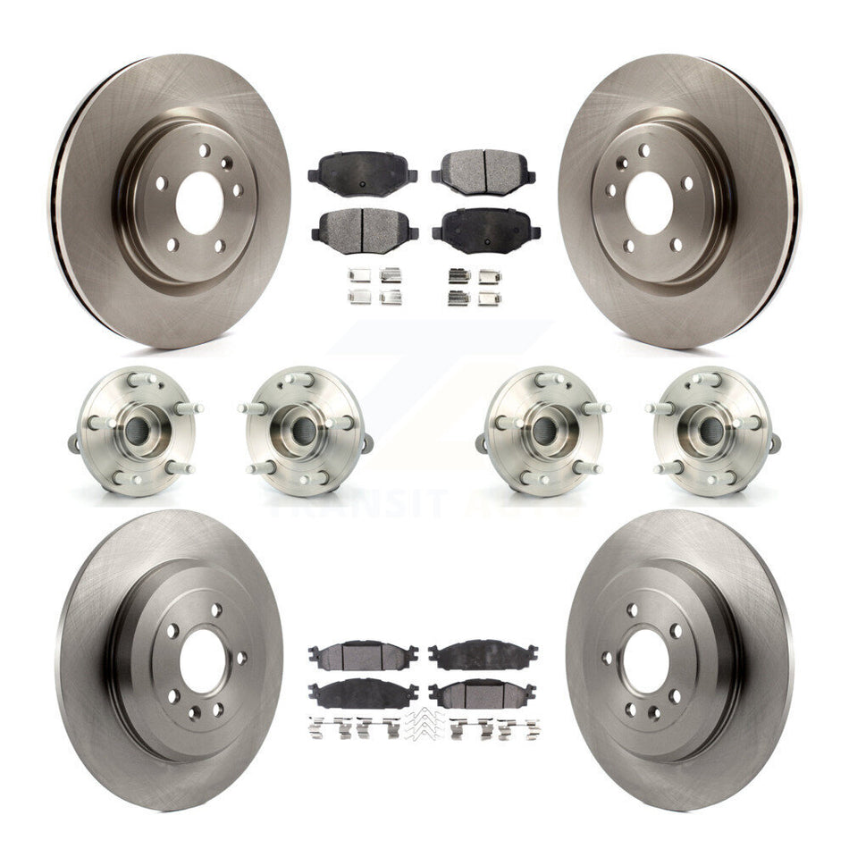 Front Rear Hub Bearings Assembly Disc Brake Rotors And Ceramic Pads Kit (10Pc) For Ford Explorer KBB-116307