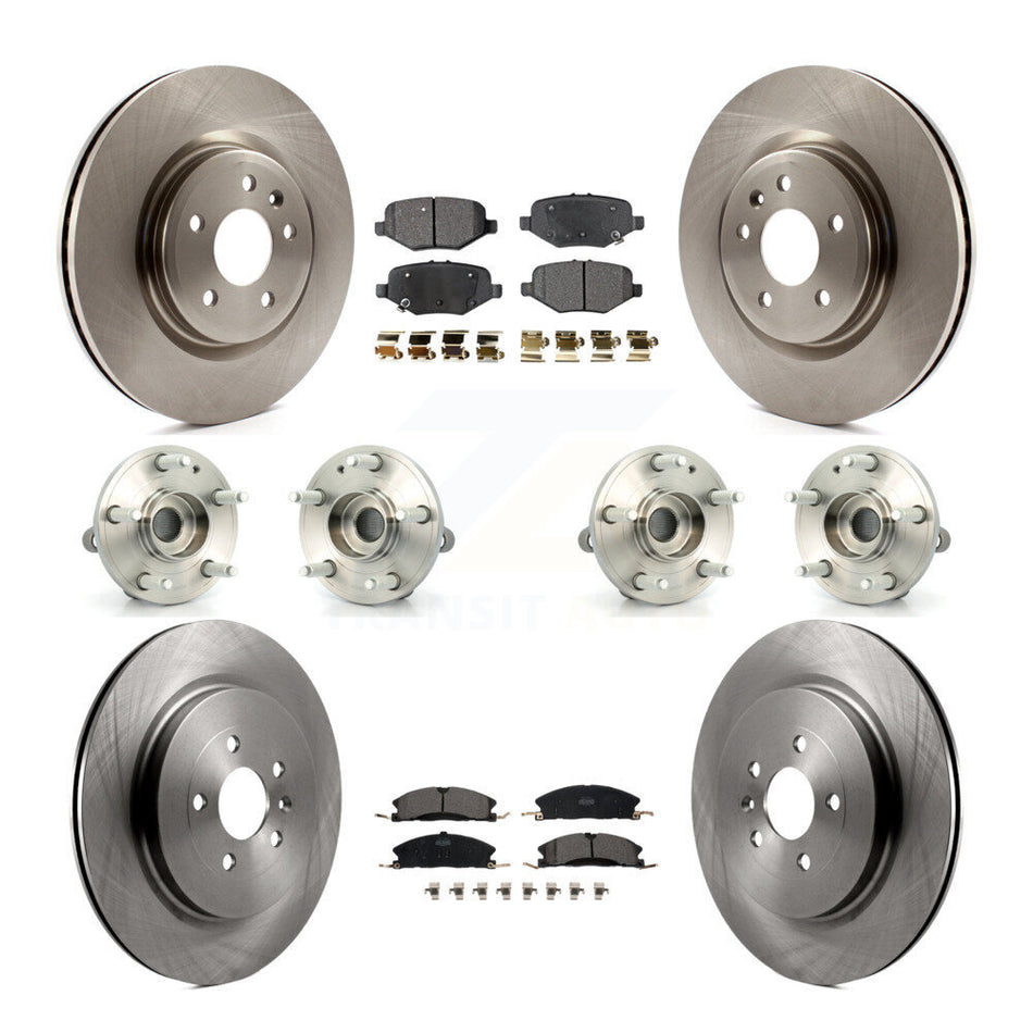 Front Rear Hub Bearings Assembly Disc Brake Rotors And Ceramic Pads Kit (10Pc) For 2013 Ford Explorer Sport With Heavy Duty Brakes KBB-116309