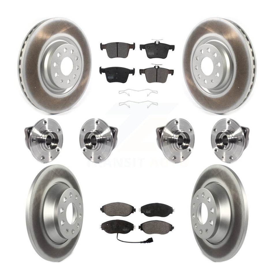 Front Rear Hub Bearings Assembly Coated Disc Brake Rotors And Semi-Metallic Pads Kit (10Pc) For 2018-2020 Volkswagen Tiguan KBB-116332