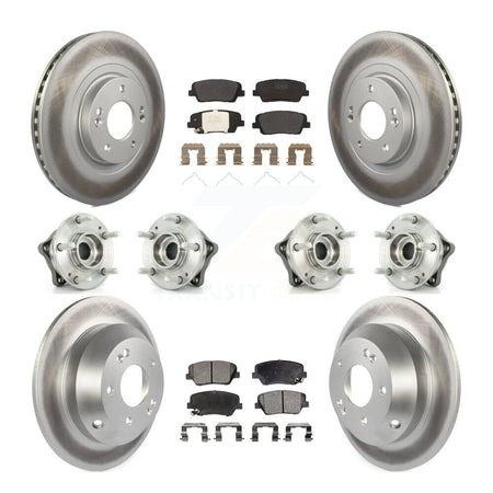 Front Rear Hub Bearing Coated Brake Rotor & Pads Kit (10Pc) For 2014-2015 Kia Sorento AWD KBB-116353