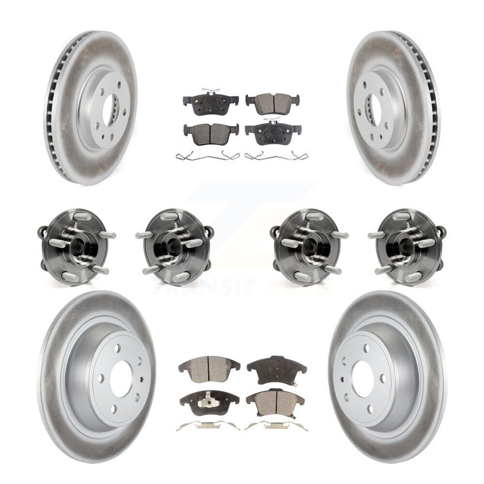 Front Rear Hub Bearings Assembly Coated Disc Brake Rotors And Semi-Metallic Pads Kit (10Pc) For Ford Fusion KBB-116364