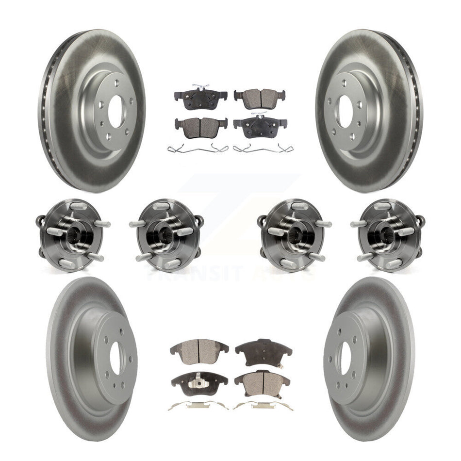 Front Rear Hub Bearings Assembly Coated Disc Brake Rotors And Semi-Metallic Pads Kit (10Pc) For Ford Fusion Lincoln MKZ KBB-116365