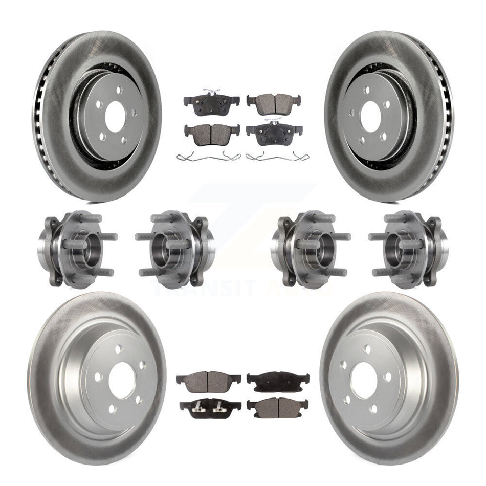 Front Rear Hub Bearings Assembly Coated Disc Brake Rotors And Semi-Metallic Pads Kit (10Pc) For Ford Edge Lincoln MKX AWD KBB-116370