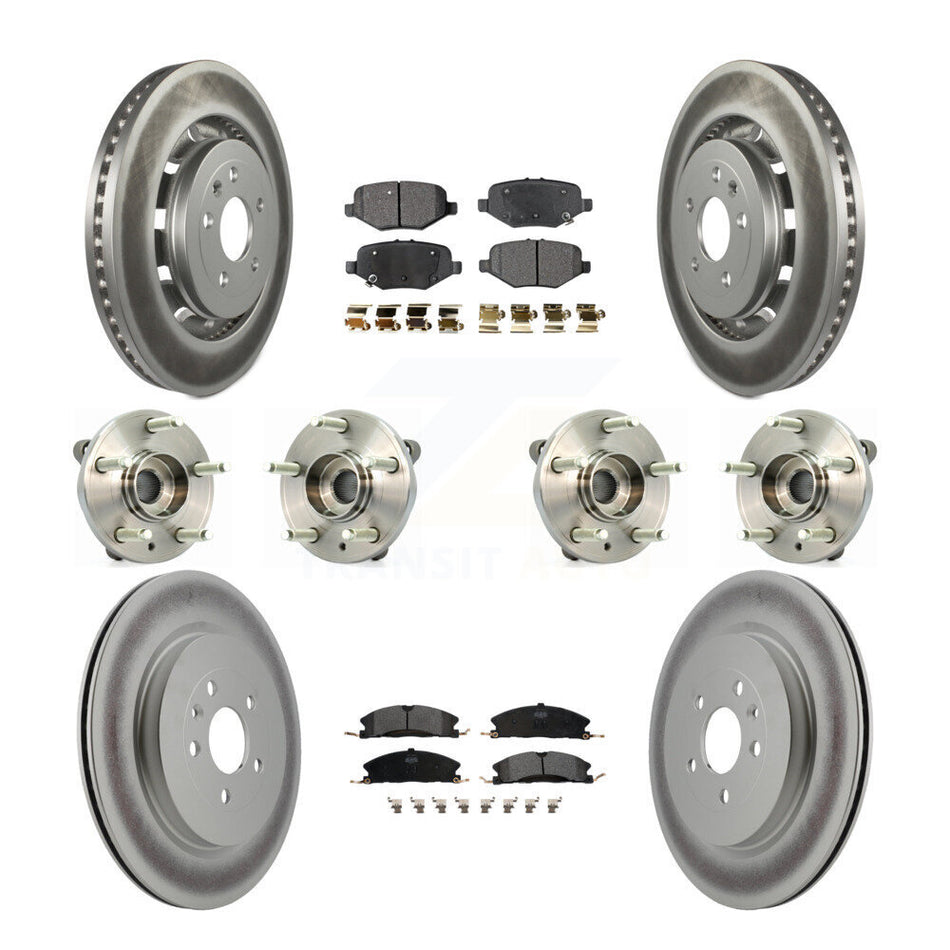 Front Rear Hub Bearings Assembly Coated Disc Brake Rotors And Semi-Metallic Pads Kit (10Pc) For Ford Flex Taurus Lincoln MKS KBB-116371
