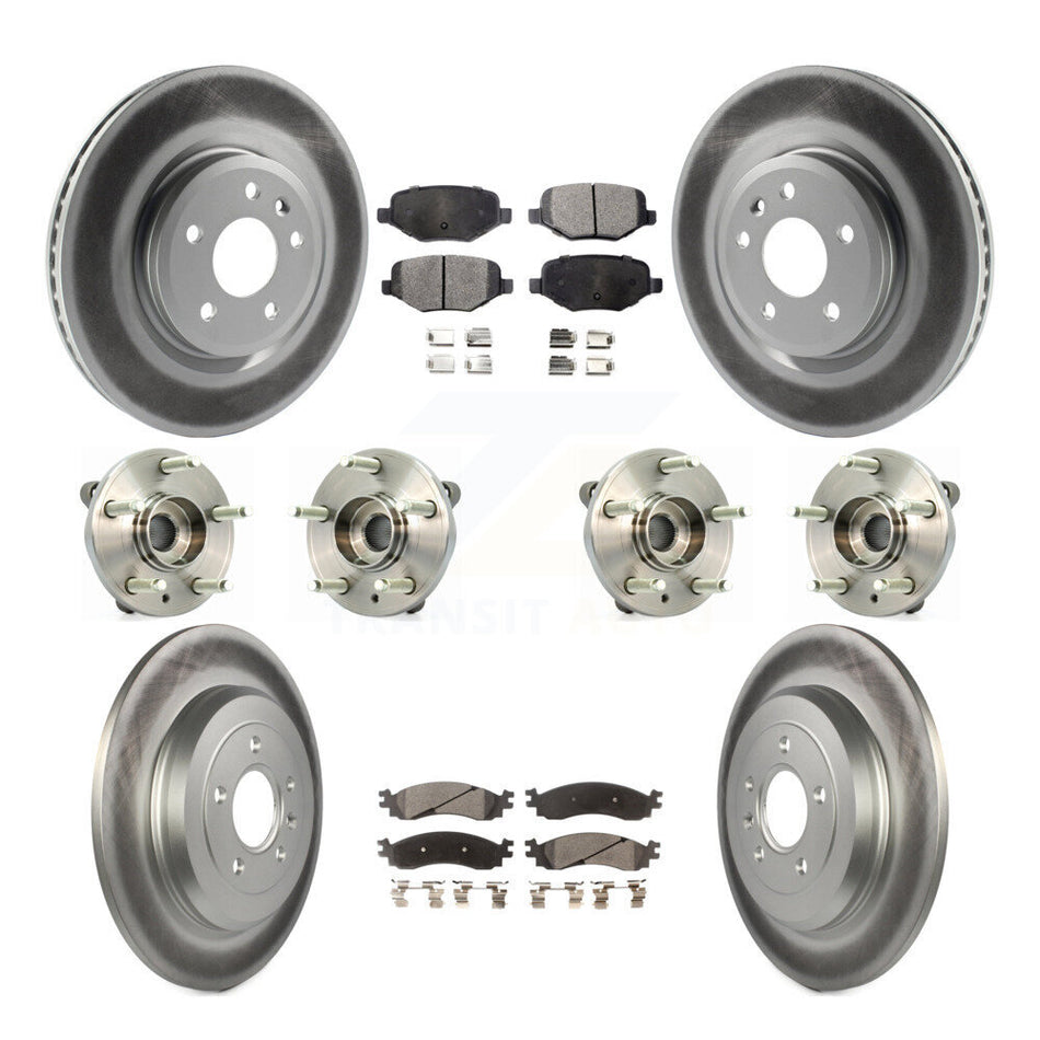 Front Rear Hub Bearings Assembly Coated Disc Brake Rotors And Semi-Metallic Pads Kit (10Pc) For 2010-2012 Ford Taurus SHO KBB-116372