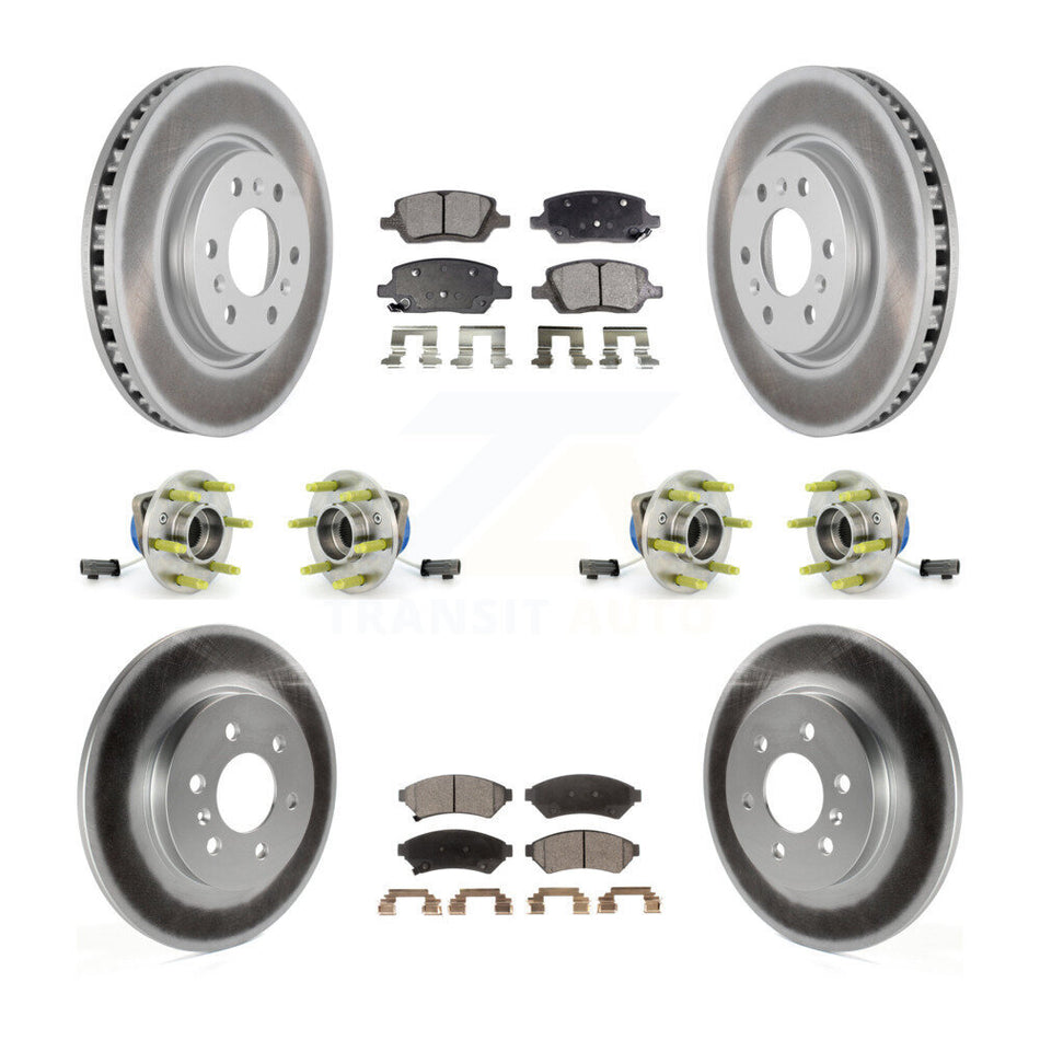 Front Rear Hub Bearing Assembly Coated Disc Brake Rotor And Semi-Metallic Pad Kit (10Pc) For 2006 Saturn Relay AWD With FE1 Suspension FE2 FE3 KBB-116381