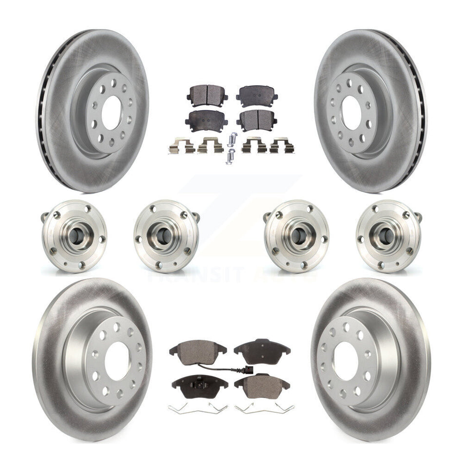 Front Rear Hub Bearings Assembly Coated Disc Brake Rotors And Semi-Metallic Pads Kit (10Pc) For Volkswagen Passat Audi A3 Quattro KBB-116403