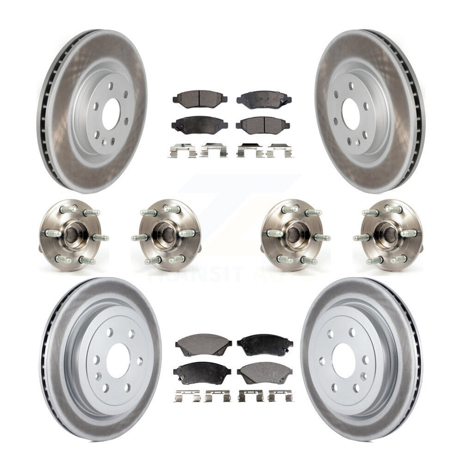 Front Rear Hub Bearings Assembly Coated Disc Brake Rotors And Semi-Metallic Pads Kit (10Pc) For Cadillac SRX Saab 9-4X KBB-116404