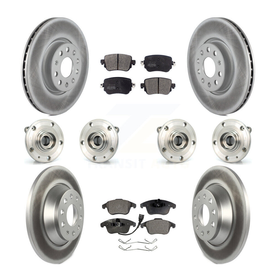 Front Rear Hub Bearings Assembly Coated Disc Brake Rotors And Semi-Metallic Pads Kit (10Pc) For Audi Q3 Quattro KBB-116405