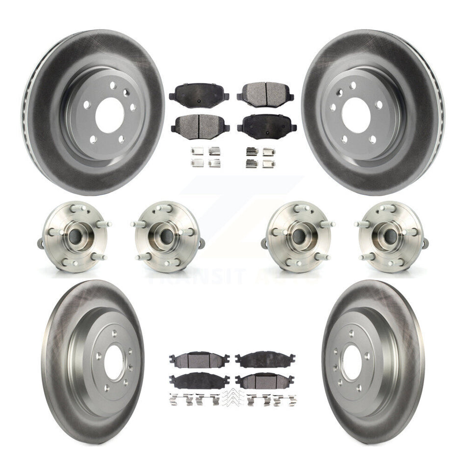 Front Rear Hub Bearings Assembly Coated Disc Brake Rotors And Semi-Metallic Pads Kit (10Pc) For Ford Explorer KBB-116406
