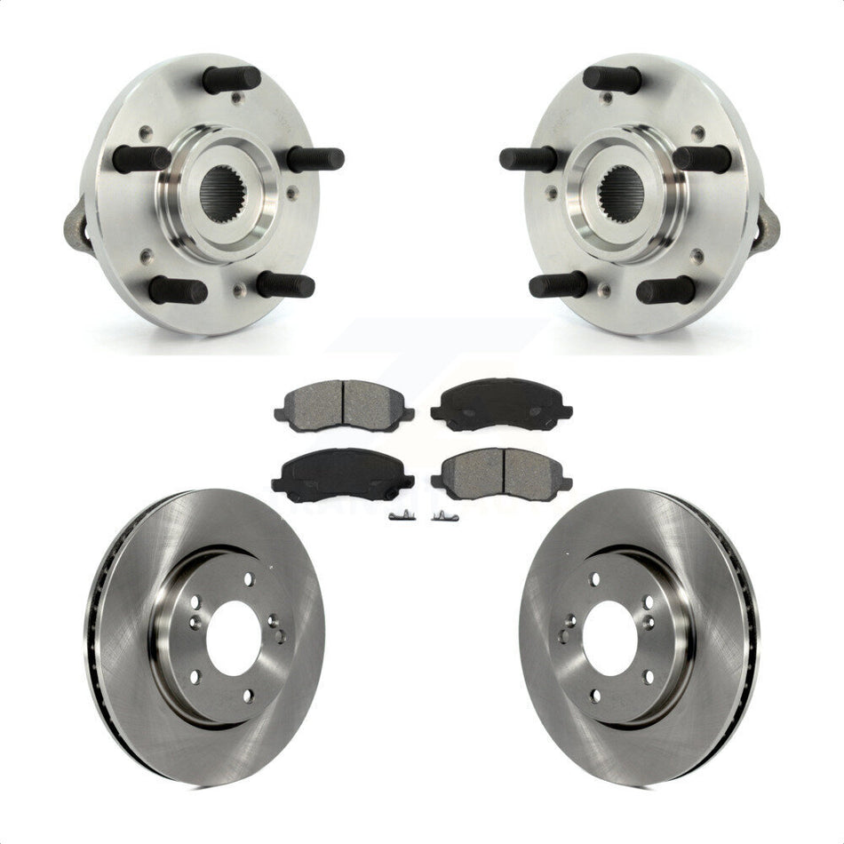 Front Hub Bearing Assembly With Disc Brake Rotors And Semi-Metallic Pads Kit For 2010-2012 Mitsubishi Galant KBB-116431