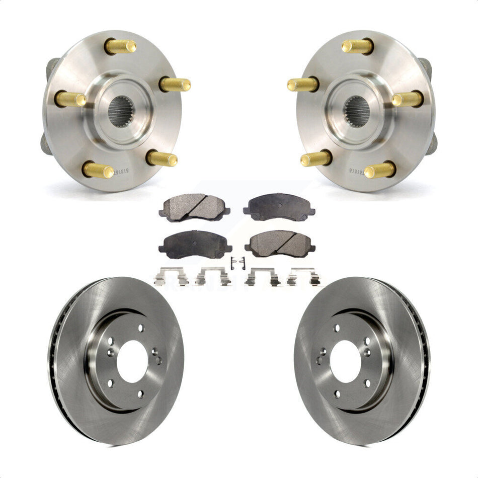 Front Hub Bearing Assembly With Disc Brake Rotors And Ceramic Pads Kit For 2008 Mitsubishi Galant 2.4L KBB-116435